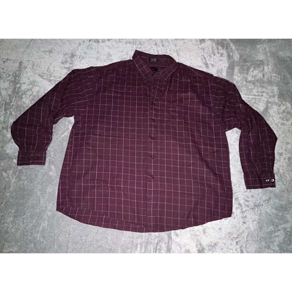 Men's Van Heusen Long Sleeve Burgundy Button Up‎ Shirt Sz 2XL